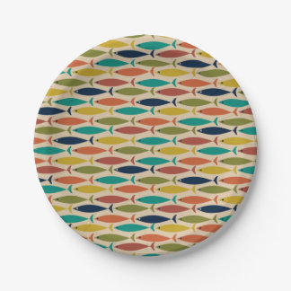 Retro Mid Century Modern Fish Pattern Paper Plate