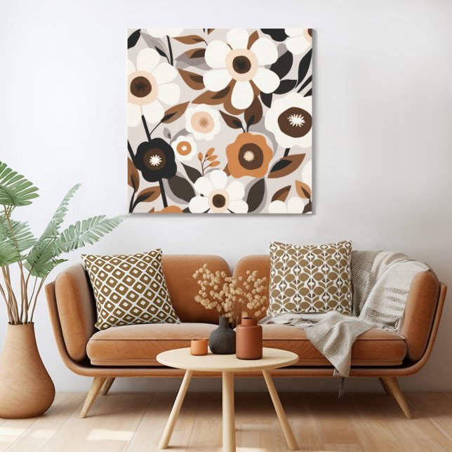 Retro Mid Century Modern Floral Canvas Print (Mix n' match in retro mid century modern style with a retro floral canvas print from Wild on Flowers)