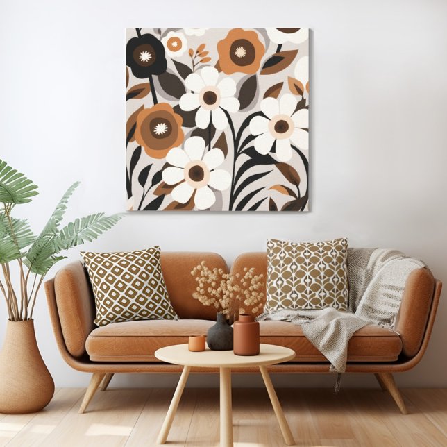 Retro Mid Century Modern Floral Canvas Print (Mix n' match in retro mid century modern style with a retro floral canvas print from Wild on Flowers)
