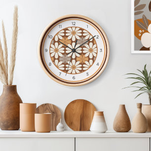 Retro Mid Century Modern Floral Clock