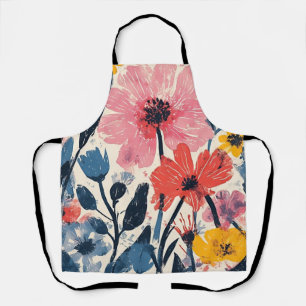 Retro Mid Century Modern Floral Design Apron