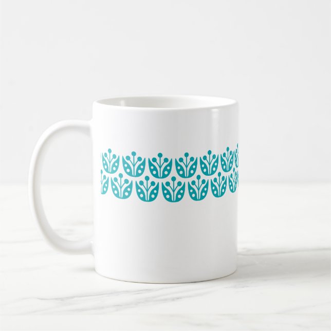Retro Mid Century Modern Floral Pattern Coffee Mug (Left)