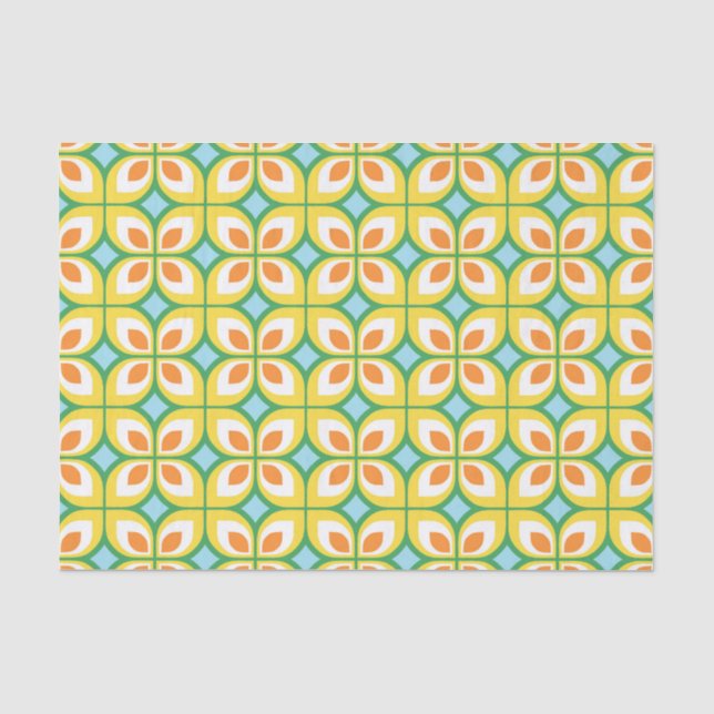 Retro Mid Century Modern Floral Pattern Tissue Paper (Front)