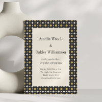 Retro Mid Century Modern Geometric Floral Wedding