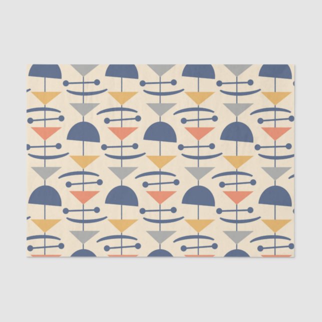 Retro Mid Century Modern Geometric Pattern Tissue Paper (Front)