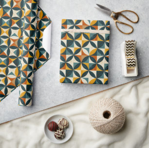 Retro Mid-Century Modern Geometric Pattern Wrapping Paper