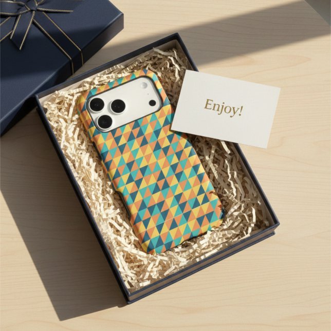 Retro Mid Century Modern Geometric Teal Orange Case-Mate iPhone Case (Creator Uploaded)