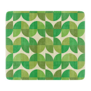 Retro Mid century Modern Green Geometric pattern   Cutting Board