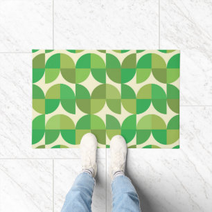 Retro Mid century Modern Green Geometric pattern   Doormat
