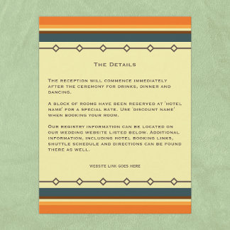 Retro Mid-century Modern Inspired Wedding Enclosure Card