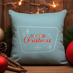 Retro Mid-Century Modern Merry Christmas Cushion