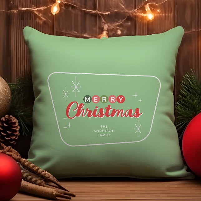 Retro Mid-Century Modern Merry Christmas Cushion (Creator Uploaded)