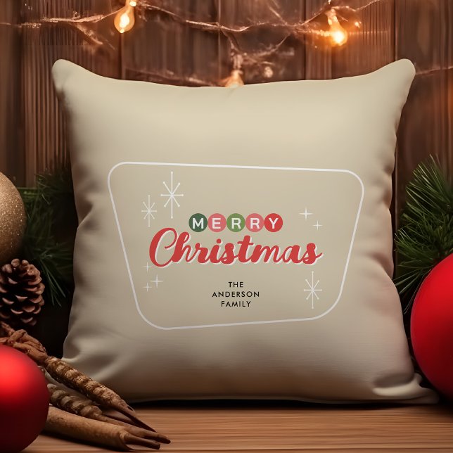 Retro Mid-Century Modern Merry Christmas Cushion (Creator Uploaded)