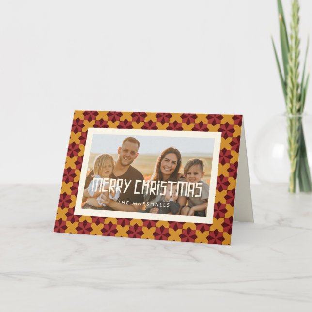 Retro Mid Century Modern Merry Christmas Photo Holiday Card (Front)