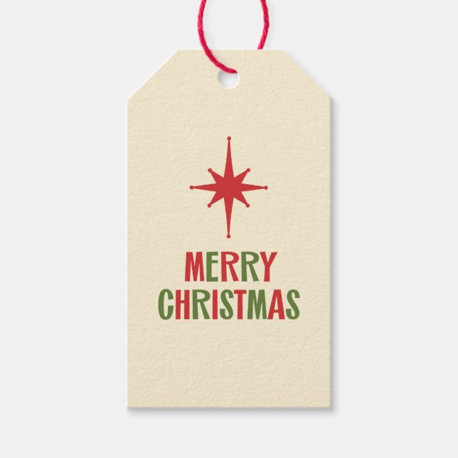 Retro Mid-Century Modern Minimalist Christmas Gift Tags (Front)