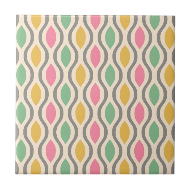 Retro Mid Century Modern Ogee Pattern Tile (Front)