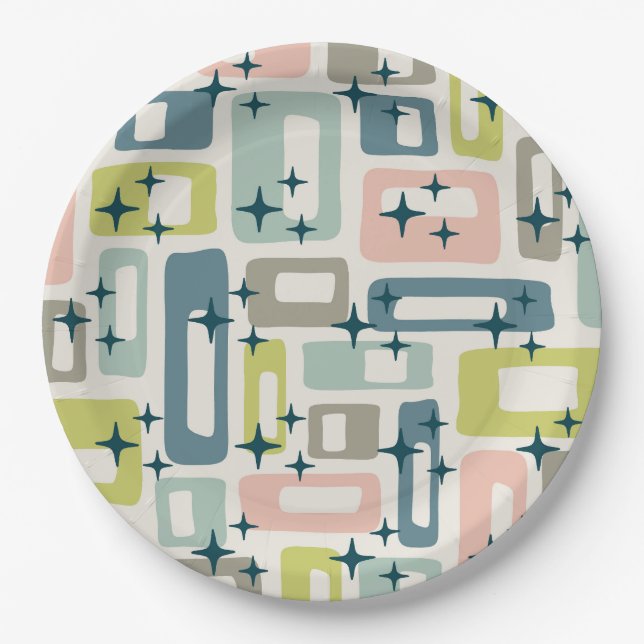 Retro Mid Century Modern Paper Plate (Front)