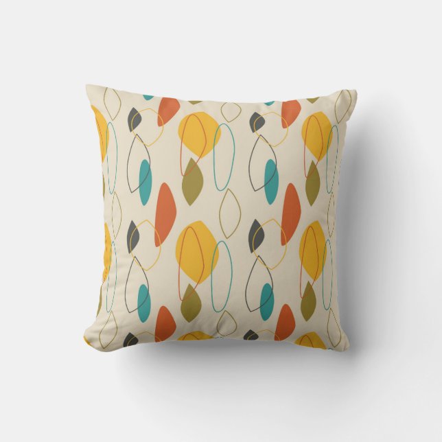 Retro Mid century modern patterned number 1 Cushion (Front)