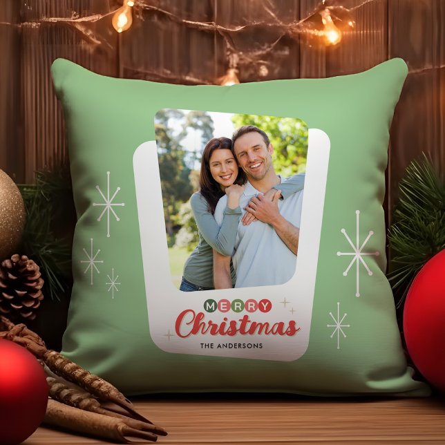 Retro Mid-century Modern Photo Christmas Cushion (Creator Uploaded)