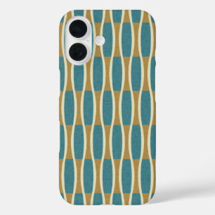 Retro Mid Century Modern Pin Stripes Pattern iPhone 16 Case