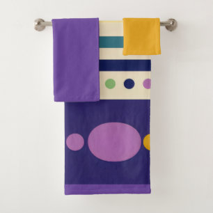 Retro Mid-century modern Pop art inspired Bath Towel Set