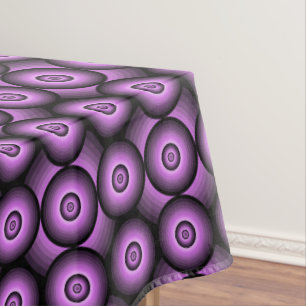 Retro mid century modern purple geometric circles tablecloth