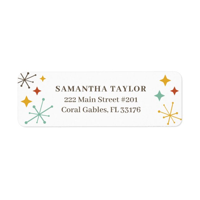 Retro Mid Century Modern Return Address Label  (Front)