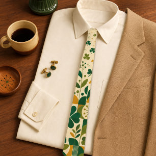 Retro Mid Century Modern Shamrock St Patrick's Day Tie