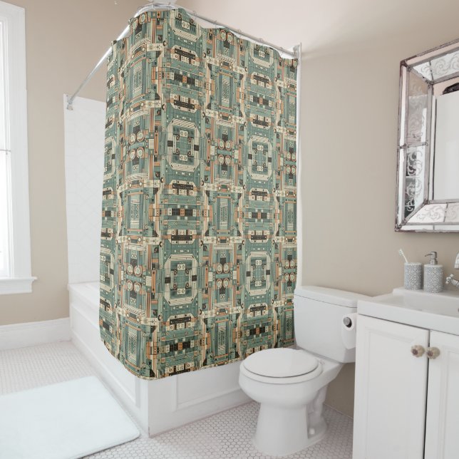 Retro Mid Century Modern Shower Curtain (In Situ)