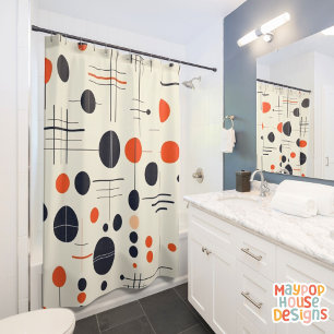 Retro Mid Century Modern Shower Curtain