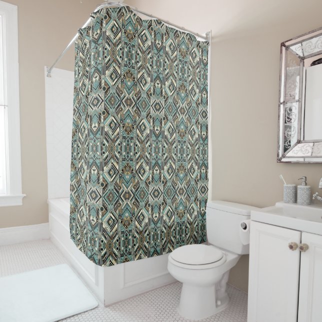Retro Mid Century Modern Shower Curtain (In Situ)