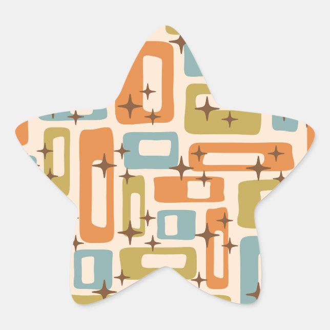 Retro Mid Century Modern Star Sticker (Front)