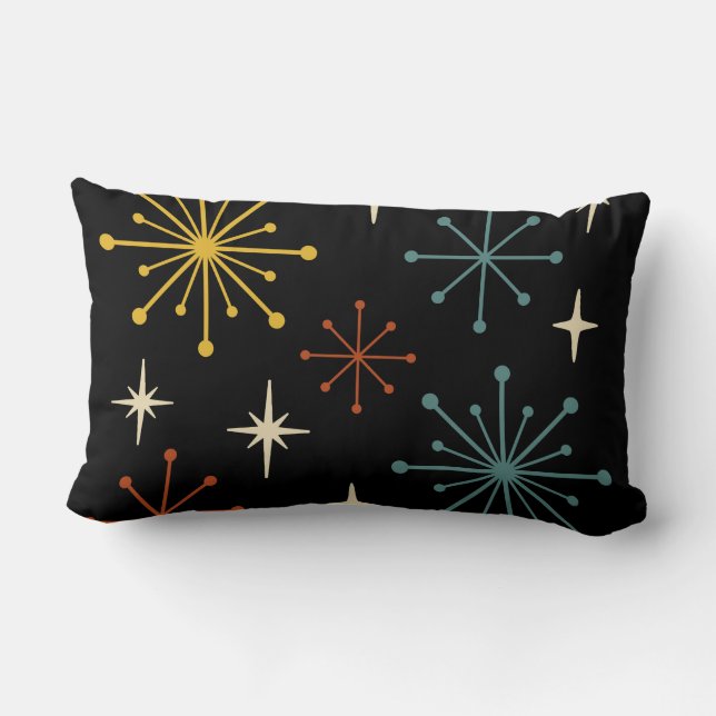 Retro Mid Century Modern Starburst Pattern Lumbar Cushion (Back)