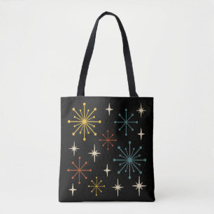 Retro Mid Century Modern Starburst Pattern Tote Bag