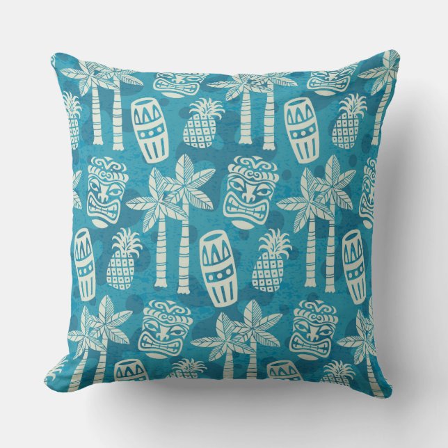 Retro Mid Century Modern Tiki Pattern Cushion (Front)