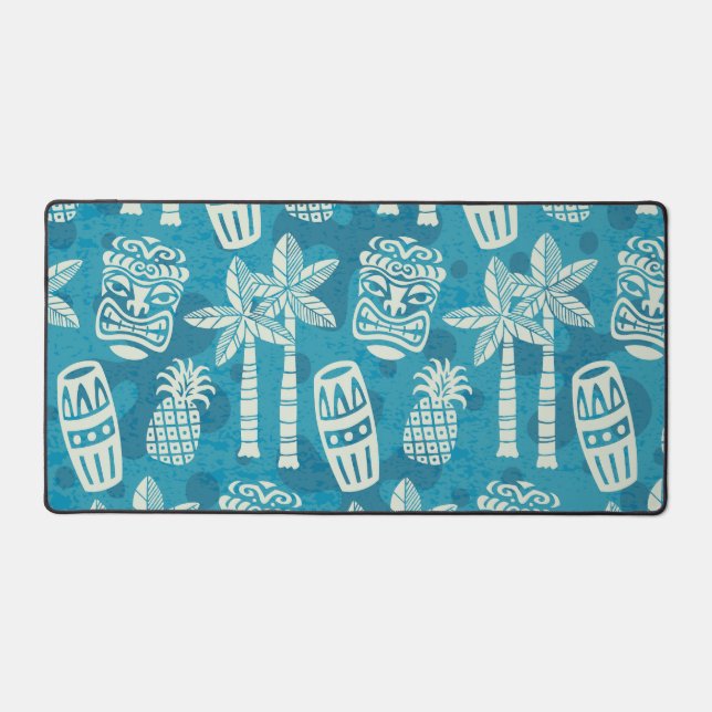 Retro Mid Century Modern Tiki Pattern Desk Mat (Front)