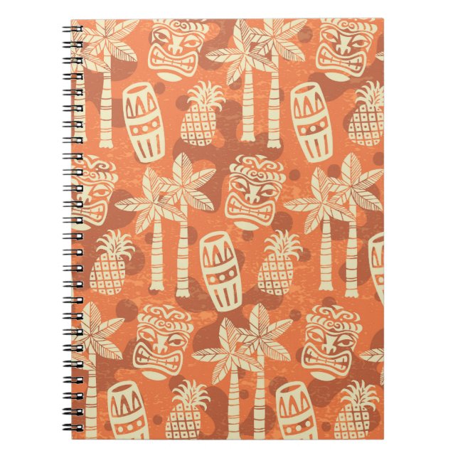 Retro Mid Century Modern Tiki Pattern Notebook (Front)