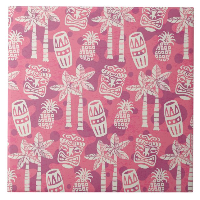 Retro Mid Century Modern Tiki Pattern Tile (Front)