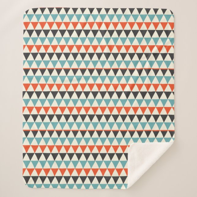 Retro Mid-Century Modern Triangle Pattern Sherpa Blanket (Front)