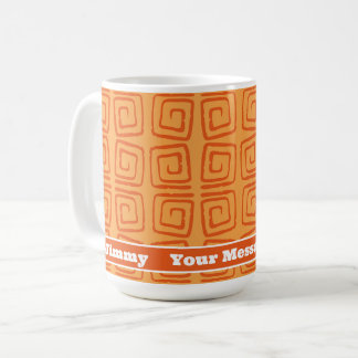 Retro Mid Century Orange Pattern Personalised  Coffee Mug