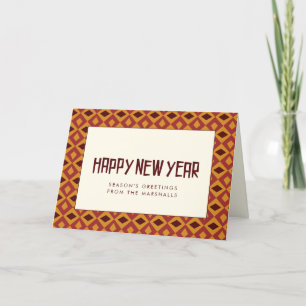 Retro mid century pattern Happy New Year Holiday Card