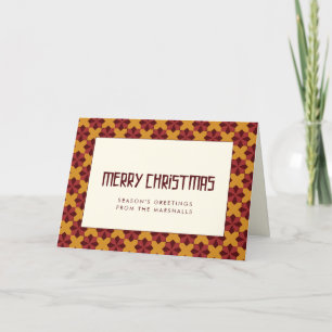 Retro mid century pattern Merry Christmas Holiday Card