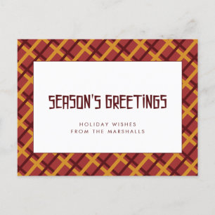 Retro mid century pattern Season's Greetings Postcard