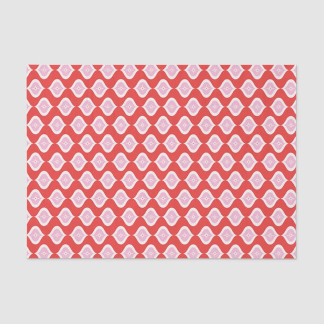 Retro Mid Century Red & Pink Christmas Tissue Paper (Front)