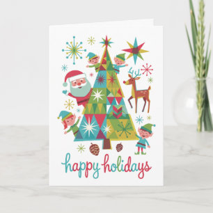 Retro Mid-Century Santa Elf Holiday Card