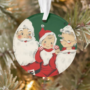 Retro Mid-Century Santa Family – Kitsch Claus Ornament
