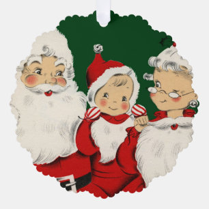 Retro Mid-Century Santa Family – Kitsch Claus Tree Decoration Card