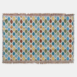 Retro Mid-Century Scalloped Diamond Pattern Throw Blanket