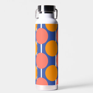 Retro Mid Century Style Orange Blue Polka Dot Water Bottle