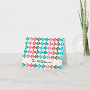 Retro Mid Mod Atomic Pattern Colourful Personalise Holiday Card